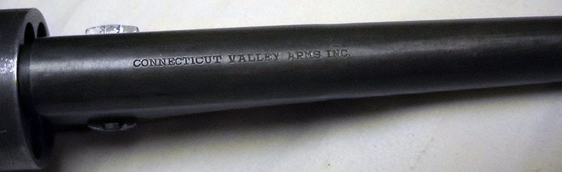 CVA 1851 Colt Navy repro barrel marking: CONNECTICUT VALLEY ARMS INC.